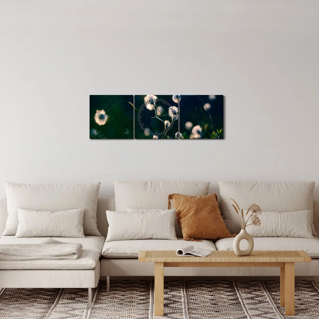 Obraz - Tráva (s hodinami) (90x30 cm)