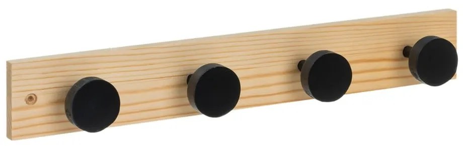 Čierny/v prírodnej farbe nástenný vešiak z borovicového dreva 40 cm Anillos – Casa Selección