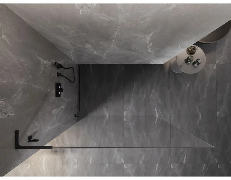 Mexen Lunar L sprchová stena ľavá 60 x 200 cm, 8 mm číre sklo, čierna matná, 830L-060-000-70-00-L