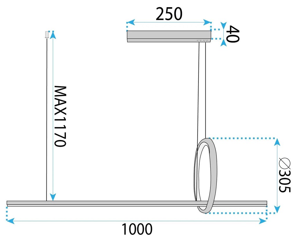 Toolight Toolight, LED závesné osvetlenie 100cm, 25W, 3000K, 2000lm, LHJ111-CP C, zlatá matná, OSW-50071