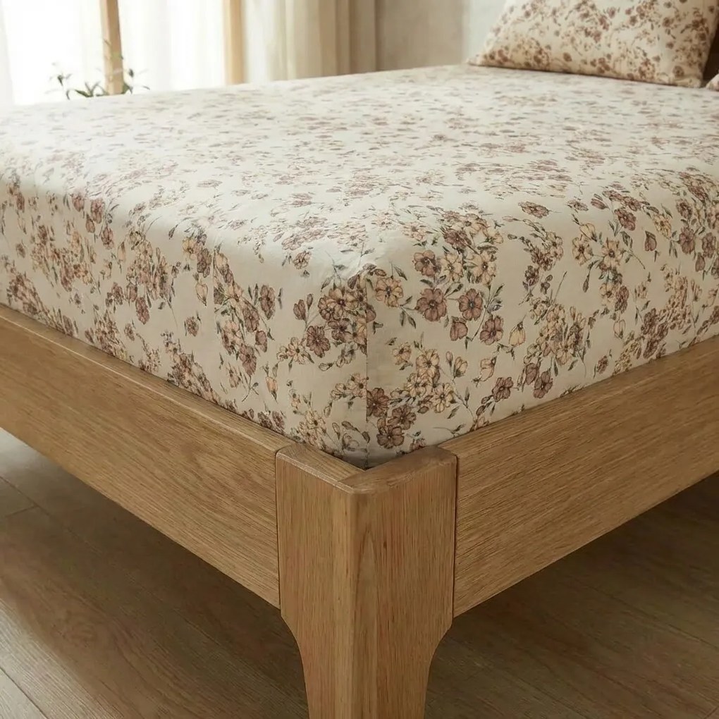 Kvalitex Bavlnené napínacie prestieradlo Kvítíbéžové, 90 x 200 cm, 90 x 200 cm