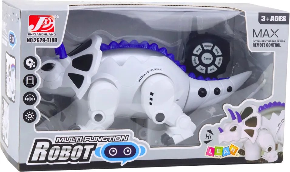 LEAN Toys Inteligentný RC robot dinosaurus Triceratops na diaľkové ovládanie