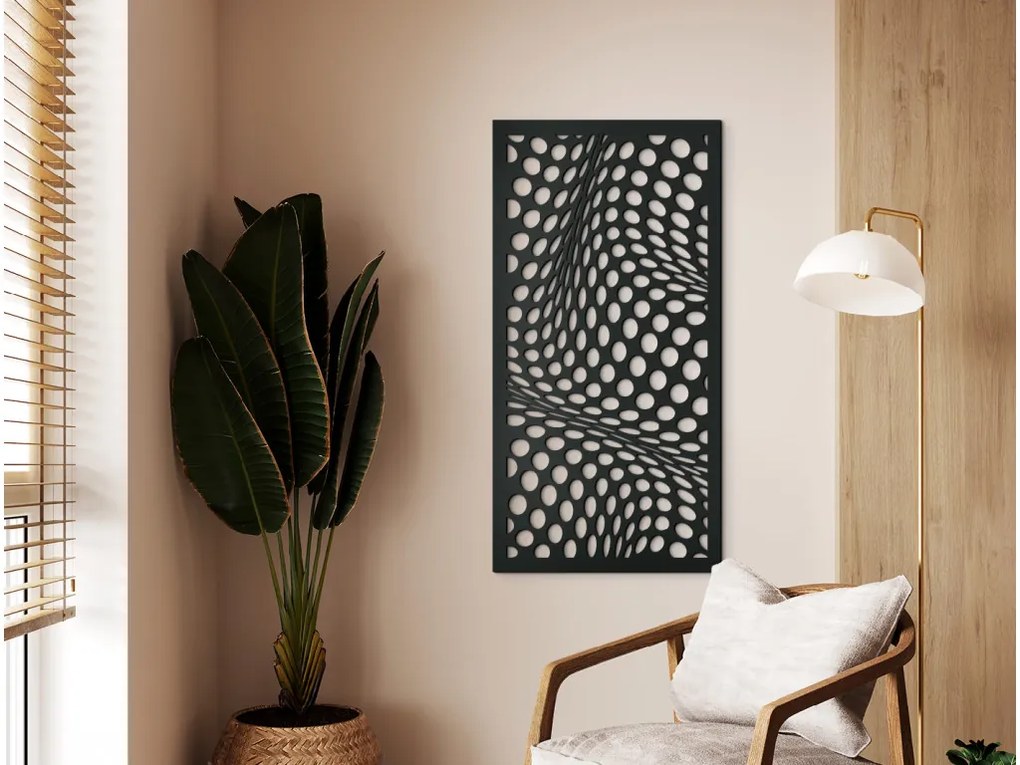 drevko Drevený abstraktný obraz Sieťovina Rozmer obrazu: 44,5 x 22 cm, Farba dekorácie: Čierna