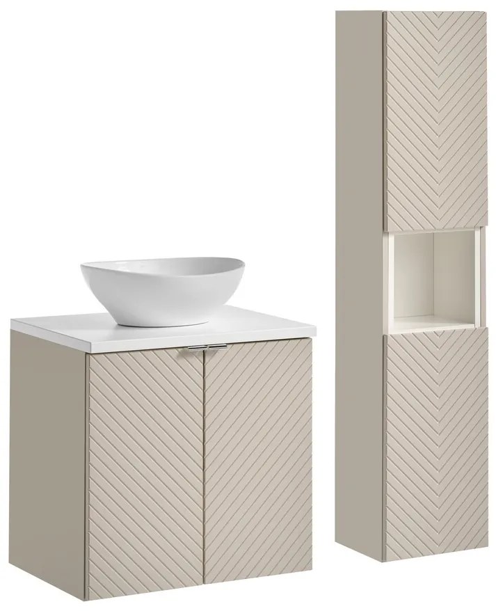 Koupelnová sestava Viva Cashmere s deskou, umyvadlem a skříňkami 60 cm kašmírová/bílá