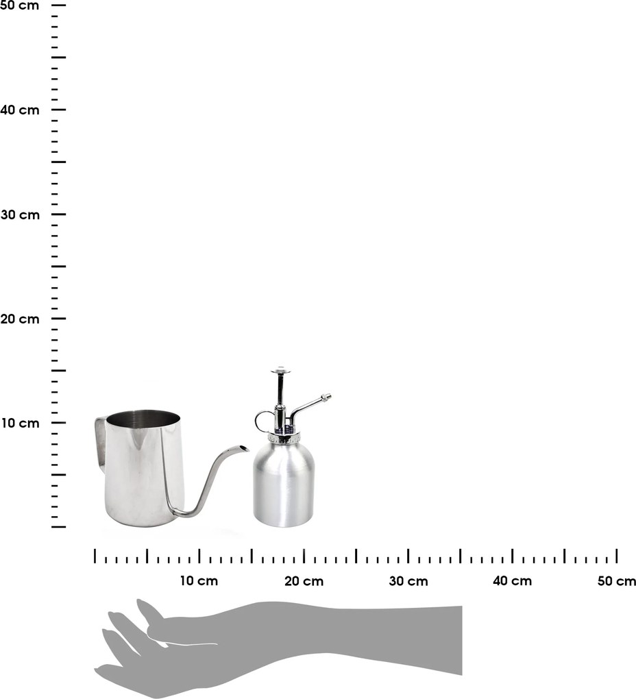 Kanva na polievanie, sada 2ks, 0,5 l+0,3 l, strieborná