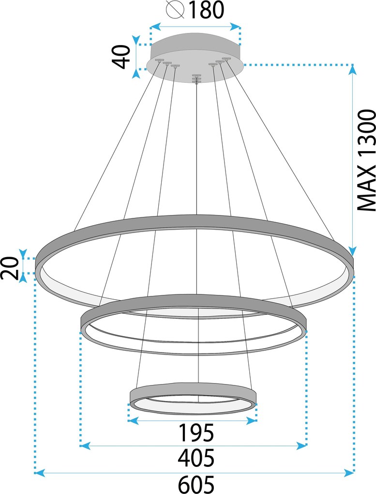Toolight Toolight, LED stropné osvetlenie 61cm, 80W, 3000K, LHJ013-CP3, čierna, OSW-60007