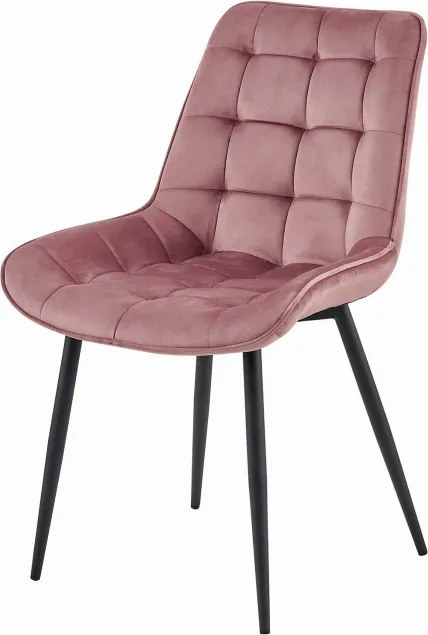 Jedálenská stolička BERA zamatová tmavoružová / čierne nohy