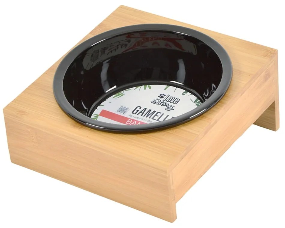 Bambusová miska s podstavcom pre psa ø 16 cm – Love Story