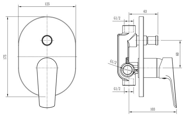 Aqualine - Sprchová batéria na podomietkovú inštaláciu LOTTA matná čierna