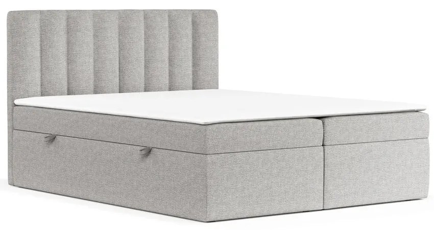 Svetlosivá boxspring posteľ s úložným priestorom 140x200 cm Novento – Maison de Rêve