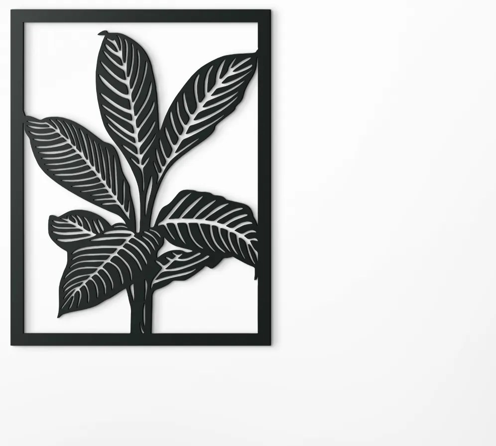 drevko Vyrezávaný obraz Rozprestreté listy Rozmer obrazu: 42 x 32,5 cm, Farba dekorácie: Čierna
