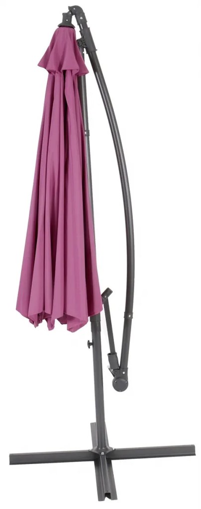 Slnečník Acerra Ø 3m so záťažou - polyester/oceľ - levanduľovo-červená