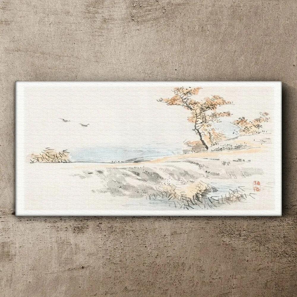 Obraz na plátne Sea tree vtákov cesta