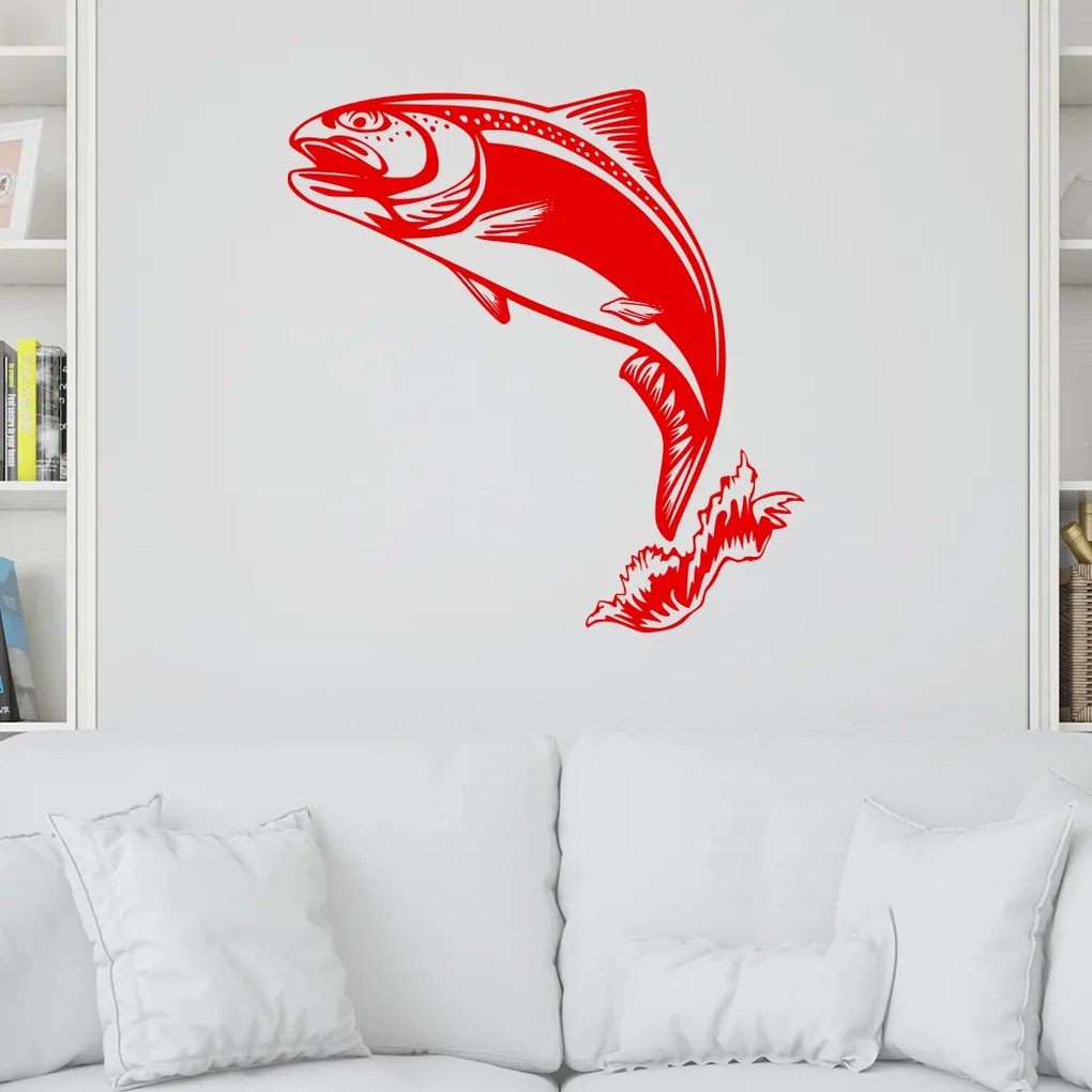 Veselá Stena Samolepka na stenu na stenu Pstruh Farba: černá