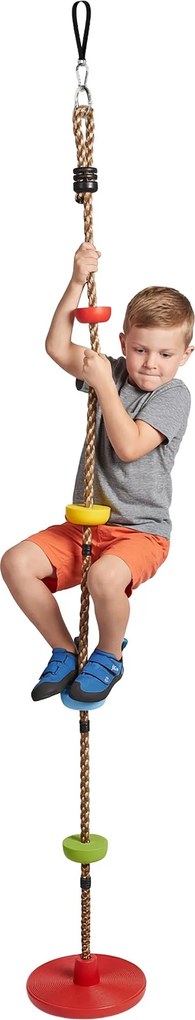 AIYAPLAY Ninja Line detský slackline set s hojdačkou a plošinami, vonkajšie herné vybavenie pre deti 3–8 rokov — červený | Aosom