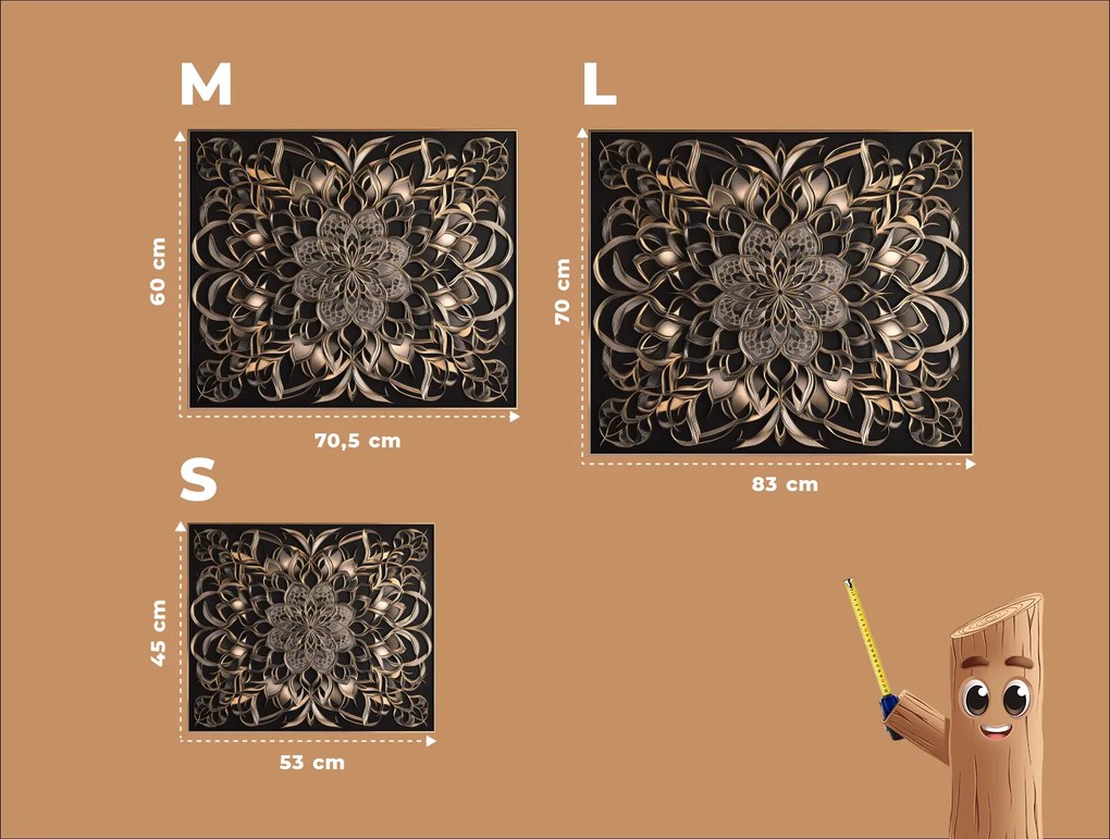 drevko | Nástenná mandala Hrejivý ornament 45 x 53 cm