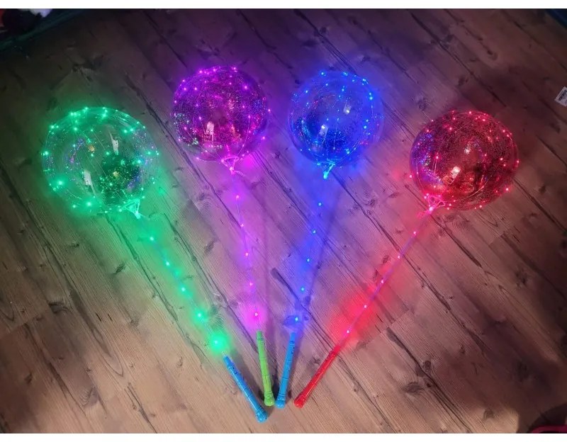 LED svietiaci balón s rúčkou - 4 farebné varianty Zelená