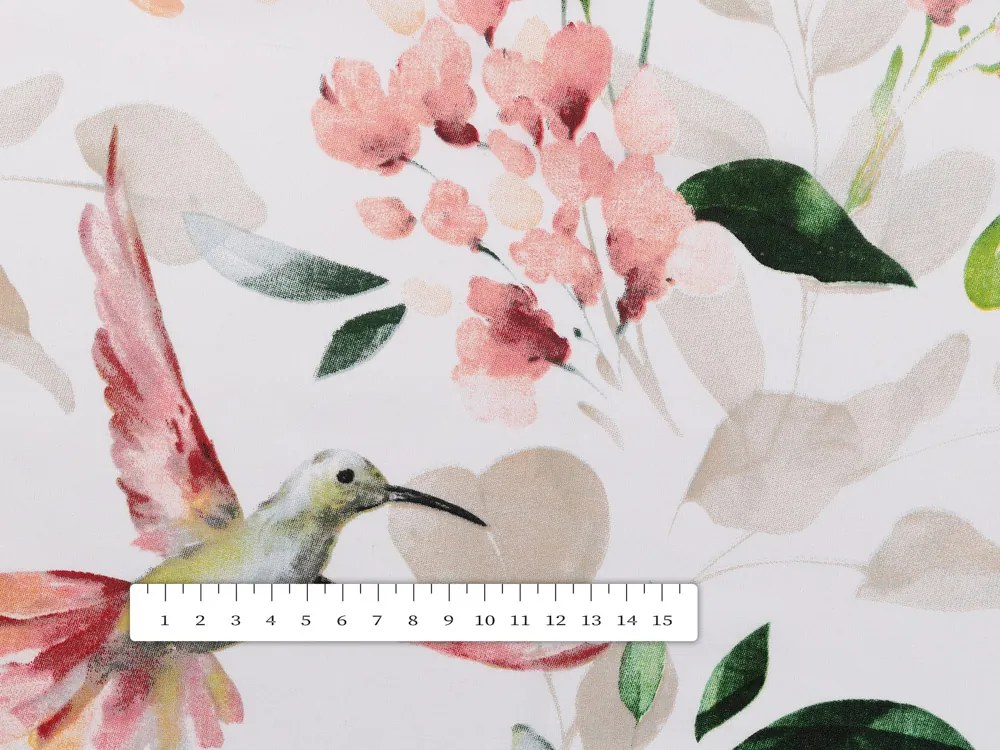 Biante Bavlnený okrúhly obrus Sandra SA-432 Vtáci medzi kvetmi Ø 120 cm