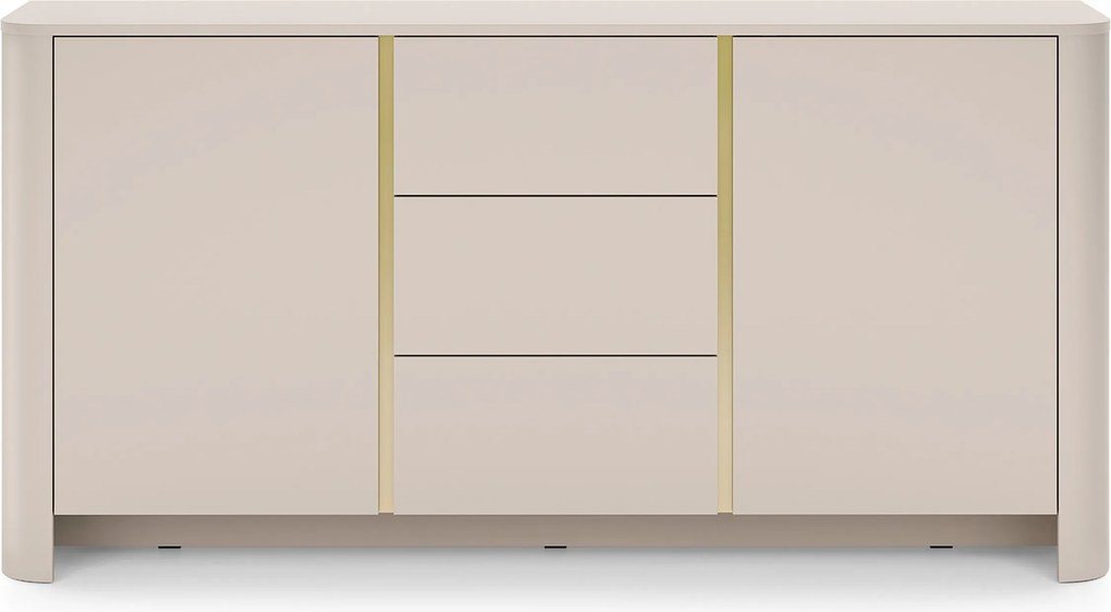 Komoda Sorrenti 168 cm - kašmírová / zlatá