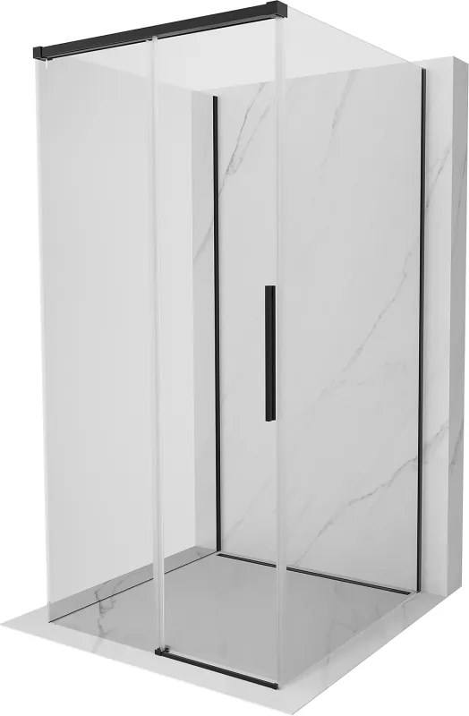 Mexen Rox-3S, 3-stenný sprchový kút 95 x 95 cm, 8mm číre sklo, čierny profil, 8C2-095-095-70-00-3S
