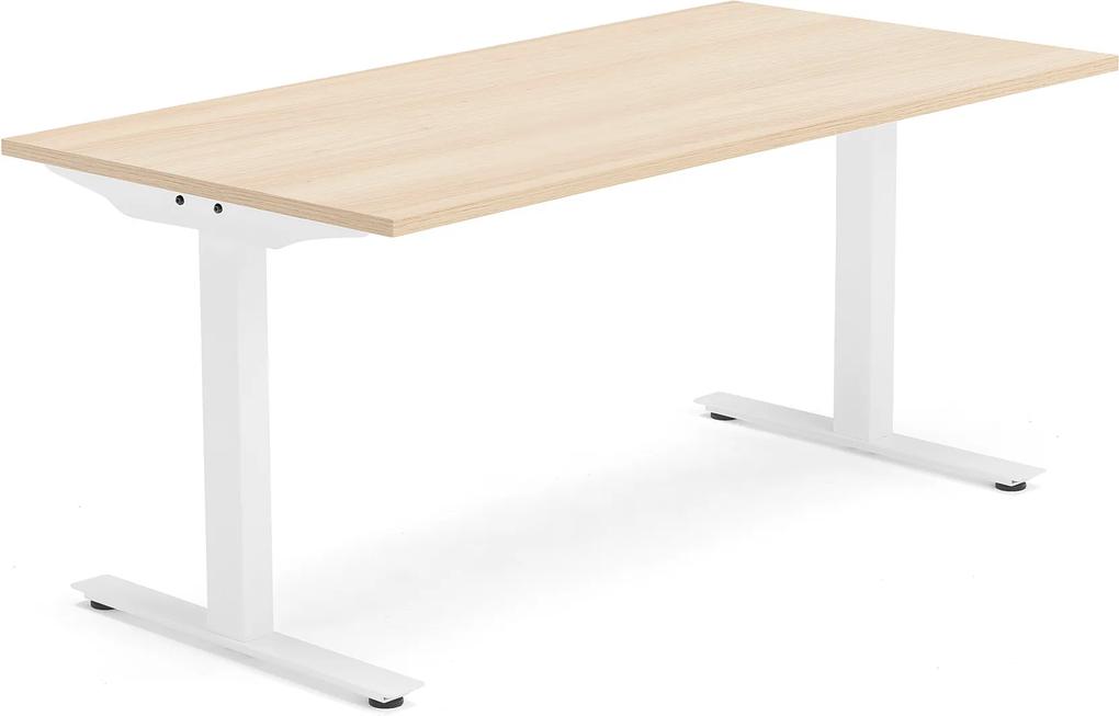 Kancelársky pracovný stôl Modulus, T-rám, 1600x800 mm, dub/biela