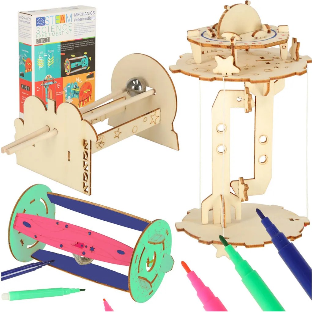 KIK Vzdelávacia súprava na vedecké experimenty DIY mechanika a gravitácia 3v1