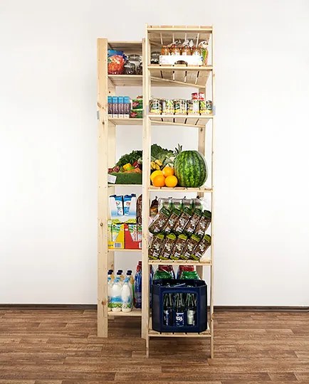 REGÁL DREVENÝ ROHOVÝ Maxi 6W 230x85x50 - BOROVICA