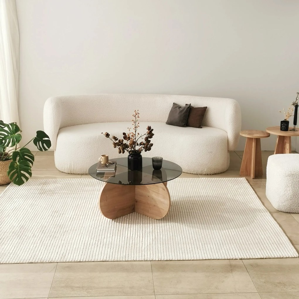 Konferenčný stolík BUBBLE dub safírový dub/tvrdené dymové sklo