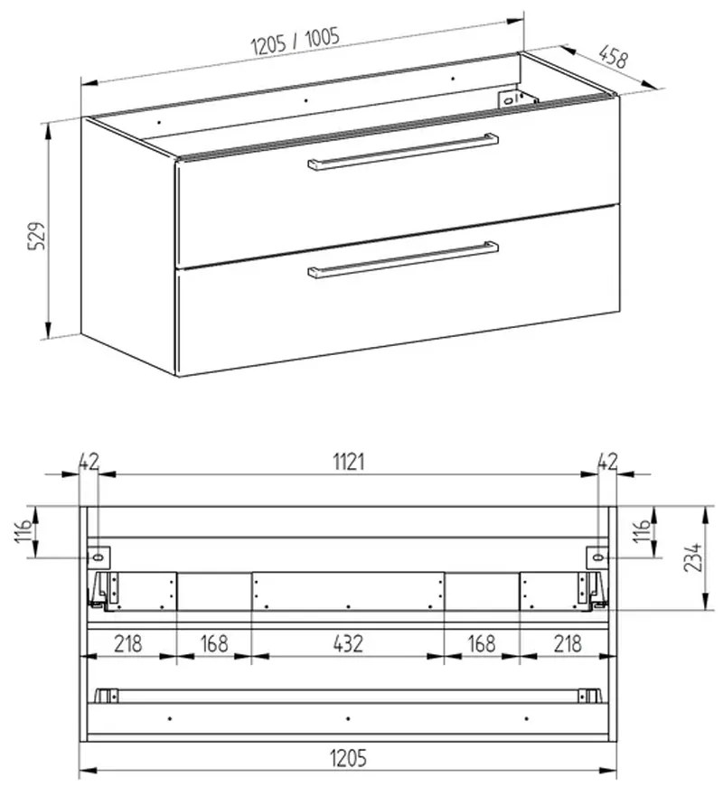 Mereo Bino, kúpeľňová skrinka 121 cm, Multidecor, Dub Wotan, MER-CN693SDWOT