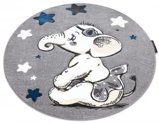 Dywany Łuszczów, Detský kusový koberec Petit Elephant stars grey kruh, 160x160 (priemer) kruh, šedá, detská izba