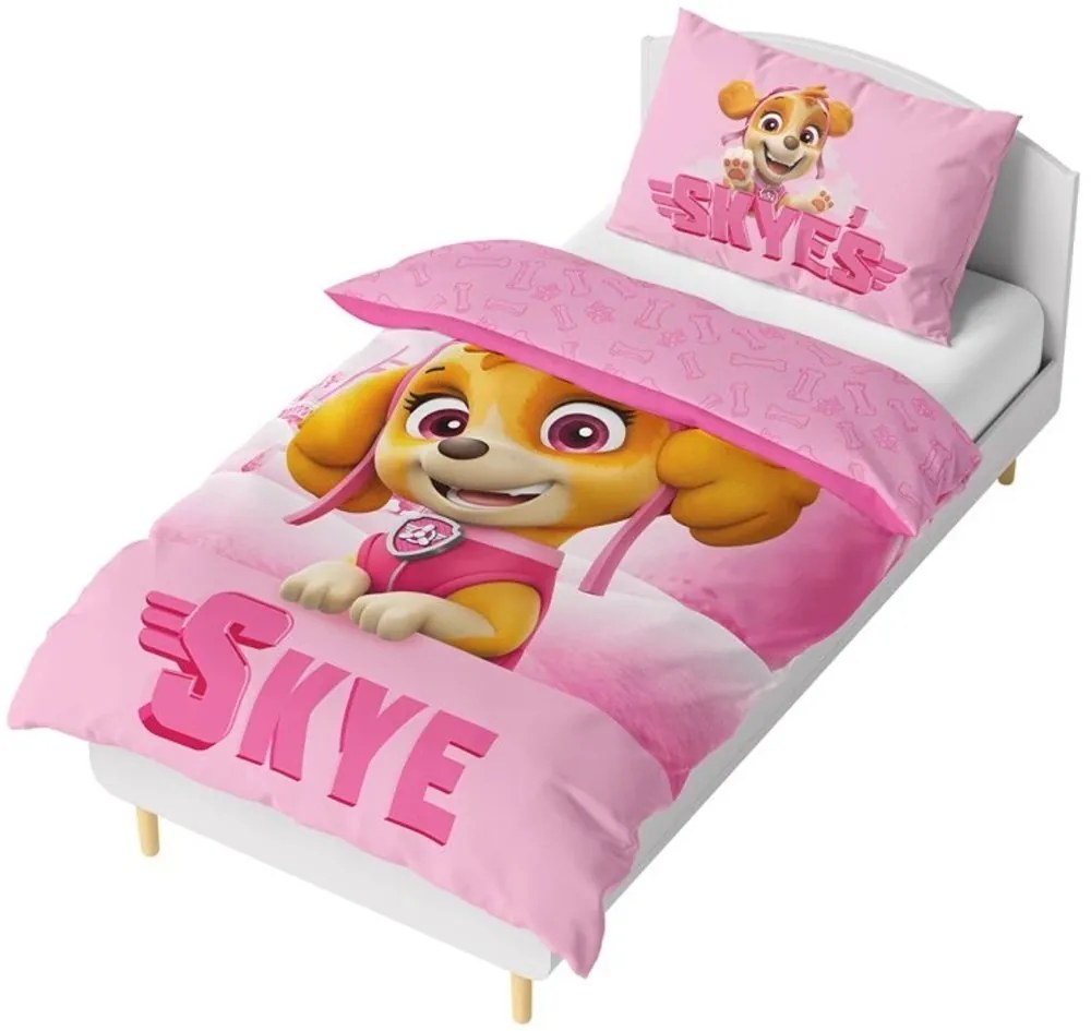 Bavlnené posteľné obliečky Labková patrola - Paw Patrol – motív pilotka Skye - 100% bavlna - 70x90 cm + 140x200 cm