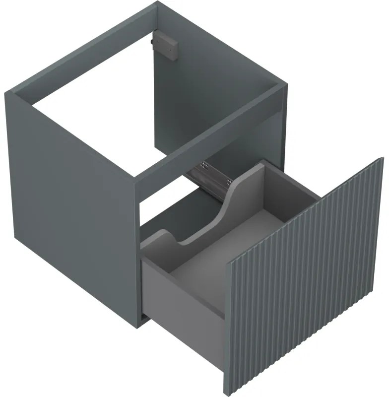 Mexen Rivel, kúpeľňová skrinka 50 cm, 1 zásuvka, drážkovaná, grafitová matná, 91A20-05047-1-BF66