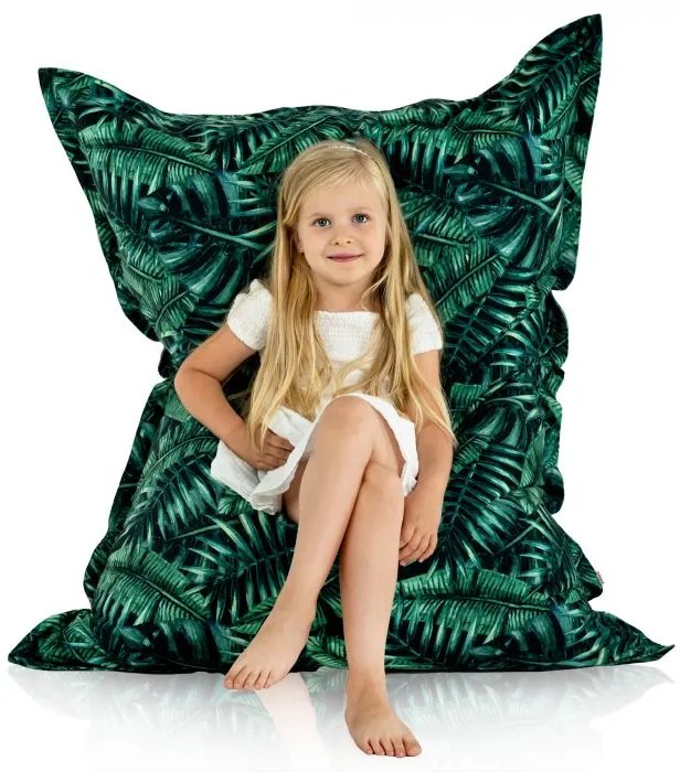 Sedací vak Forest – tmavozelené listy, veľký relaxačný vankúš XL/XXL Veľkosť: XL