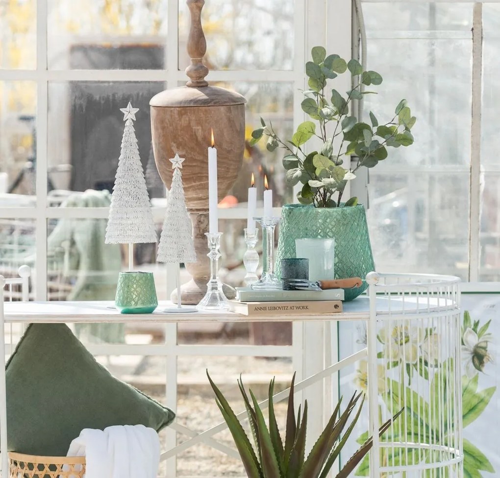 Dekorácia biely antik drôtený vianočný stromček Tree - Ø 10*40 cm