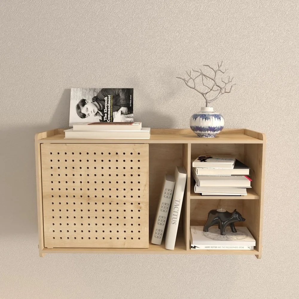 Nástenná knižnica v dekore duba v prírodnej farbe 65x30 cm Sima - Kalune Design