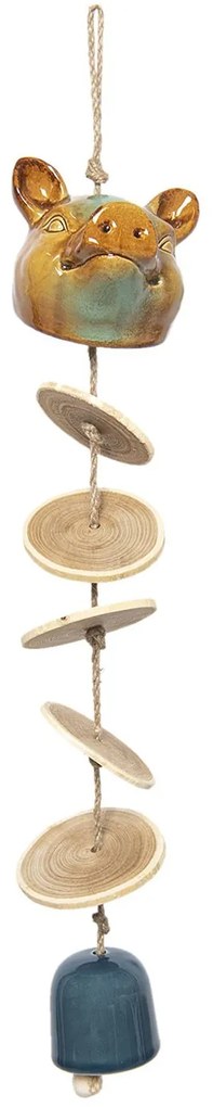 Závesná dekoratívne zvonkohra s prasiatkom - 10 * 12 * 40/52 cm