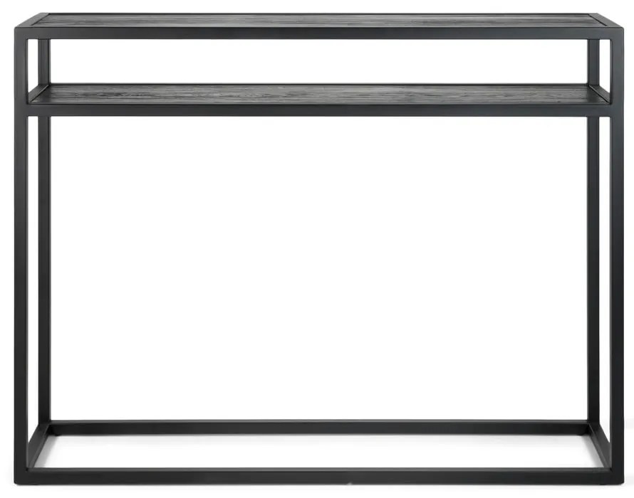 Čierny konzolový stolík s doskou z dubového dreva 30x120 cm Daniël – Spinder Design