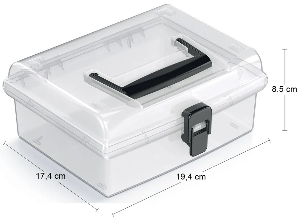 Plastový úložný box NUF2L - priehľadná / čierna