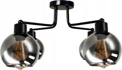 Sklenená stropná lampa s LED žiarovkami, 4xe27 - dymová guľa