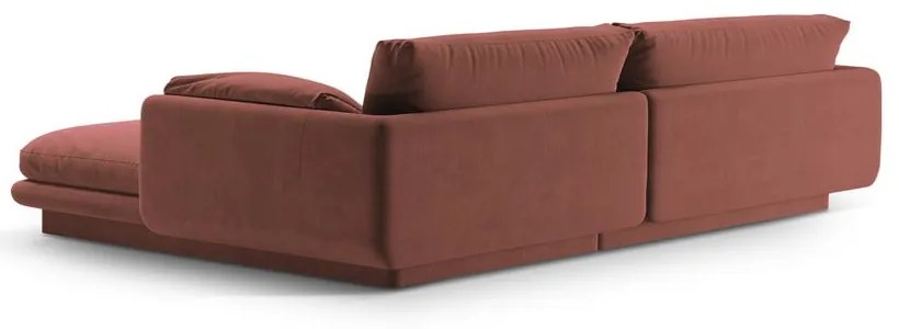 Ružová zamatová rohová pohovka (ľavý roh/s leňoškou) Torino – Micadoni