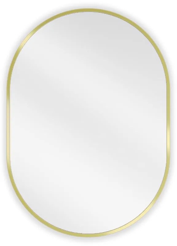 Mexen Loft, oválne kúpeľňové zrkadlo 70 x 50 cm, farba rámu zlatá lesklá, 9851-070-050-000-50