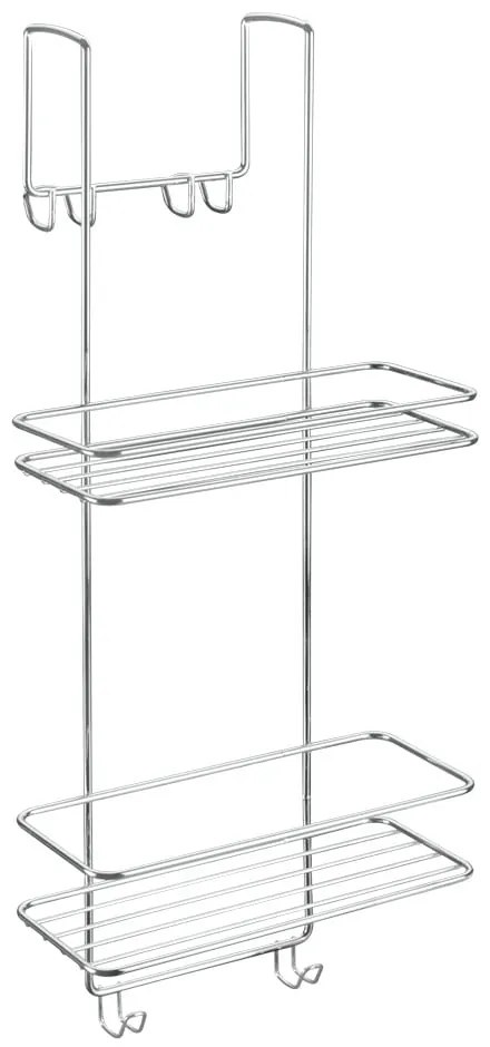 Závesná oceľová kúpeľňová polička bez vŕtania v lesklo striebornej farbe Luxy – Metaltex