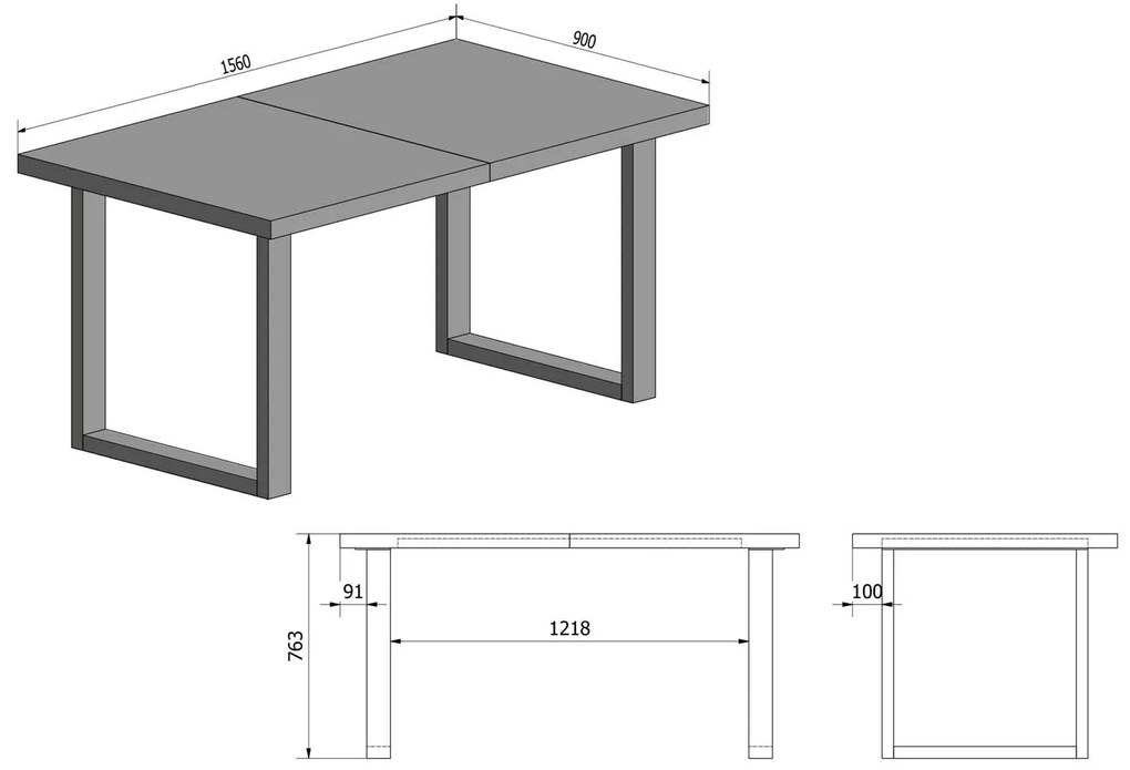 Rozkladací jedálenský stôl MASIVE 156 - 248 cm Dub wotan