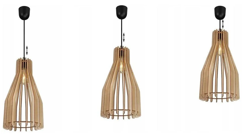 Závesné svietidlo Timber 4, 1x drevené tienidlo, lp