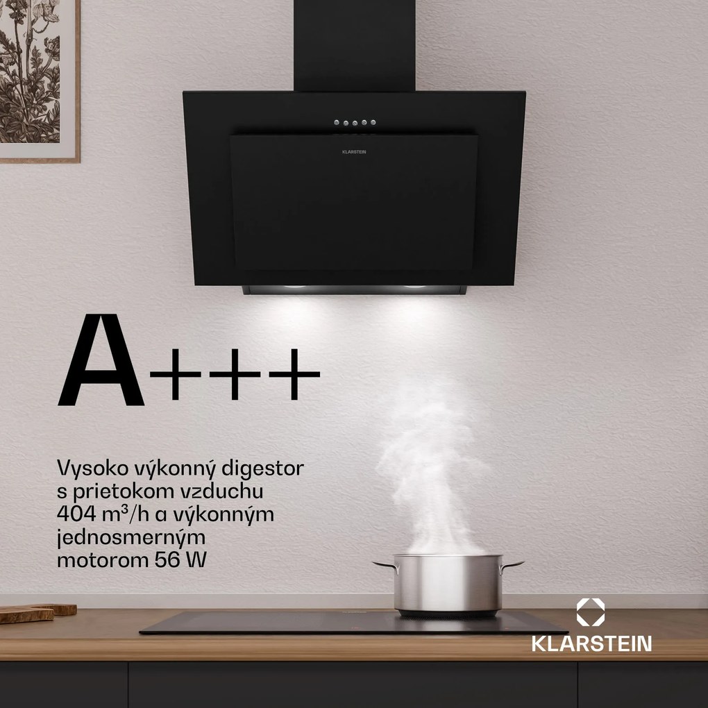 Klarstein Athena komínová digestoř | odťahový a recirkulačný režim | 254 m³/h | 56 W | 60 cm