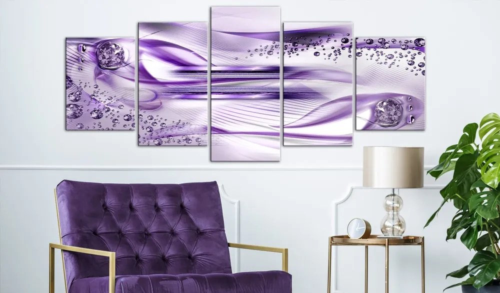 5 dielny obraz fialová abstrakcia - Underwater Harp Wide Violet