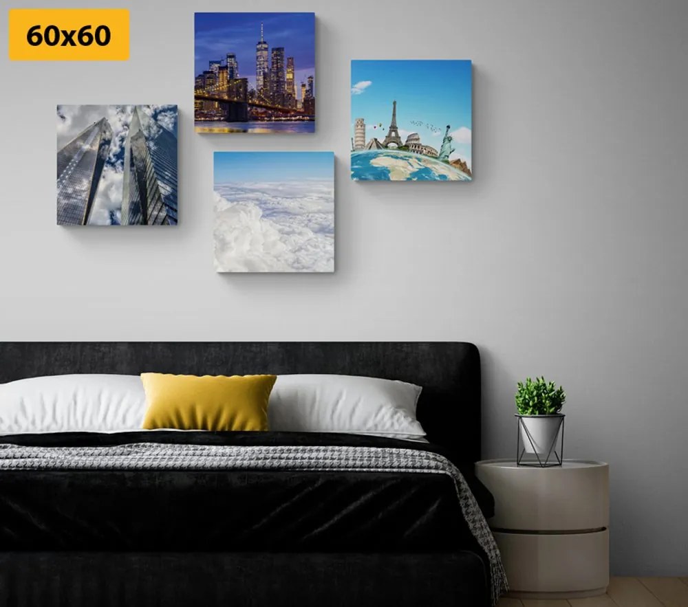 Set obrazov výhľad na mrakodrapy v  meste New York