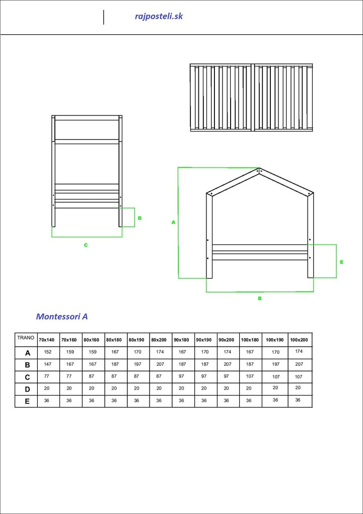 Raj posteli Posteľ MONTESSORI A
