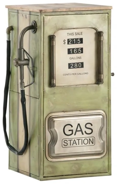 furniture-nabytek.cz - Masívny barový regál Gas Station z mangového dreva a kovu, lakovaný, zelený – 48×50×102 cm