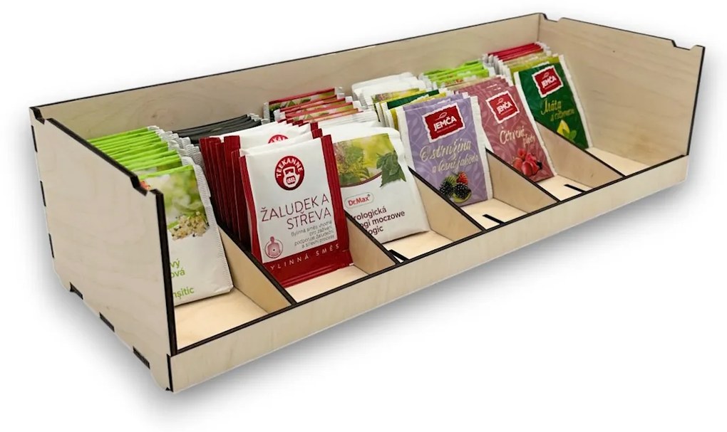 usporadejto.cz Stohovateľný organizér na čajové vrecúška aj krabičky, 5 variabilných priehradiek VASKY Cenové rozpätie: cena za 2ks